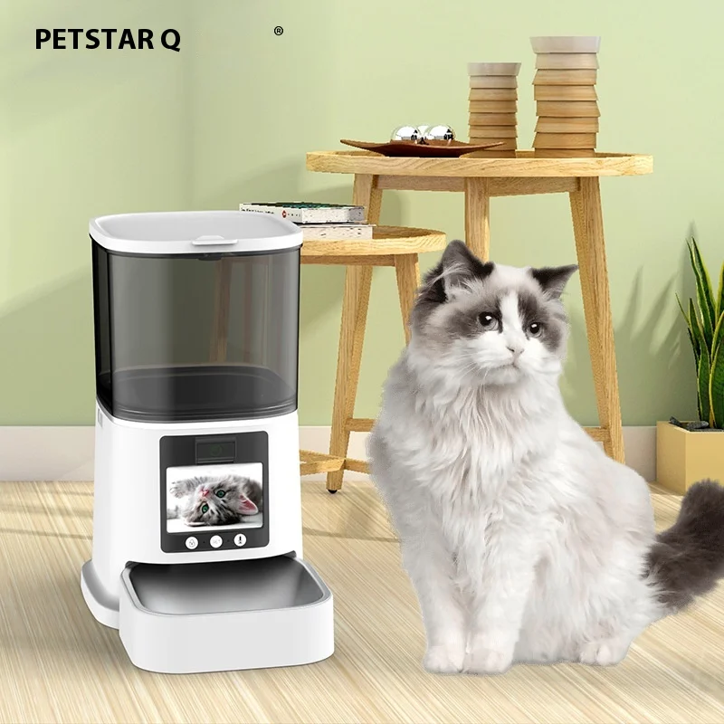 5L slimme voerbak voor huisdieren met scherm - tweewegvideo en stem, timer APP-bediening, dubbele voeding, automatische dispenser voor katten/honden