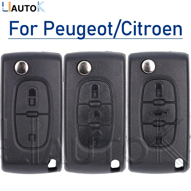 Smart Remote Key Case For Peugeot 207 307 308 407 607 807 for Citroen C2 C3 C4 C5 C6 2/3 Buttons Auto Flip Folding Car Key Shell