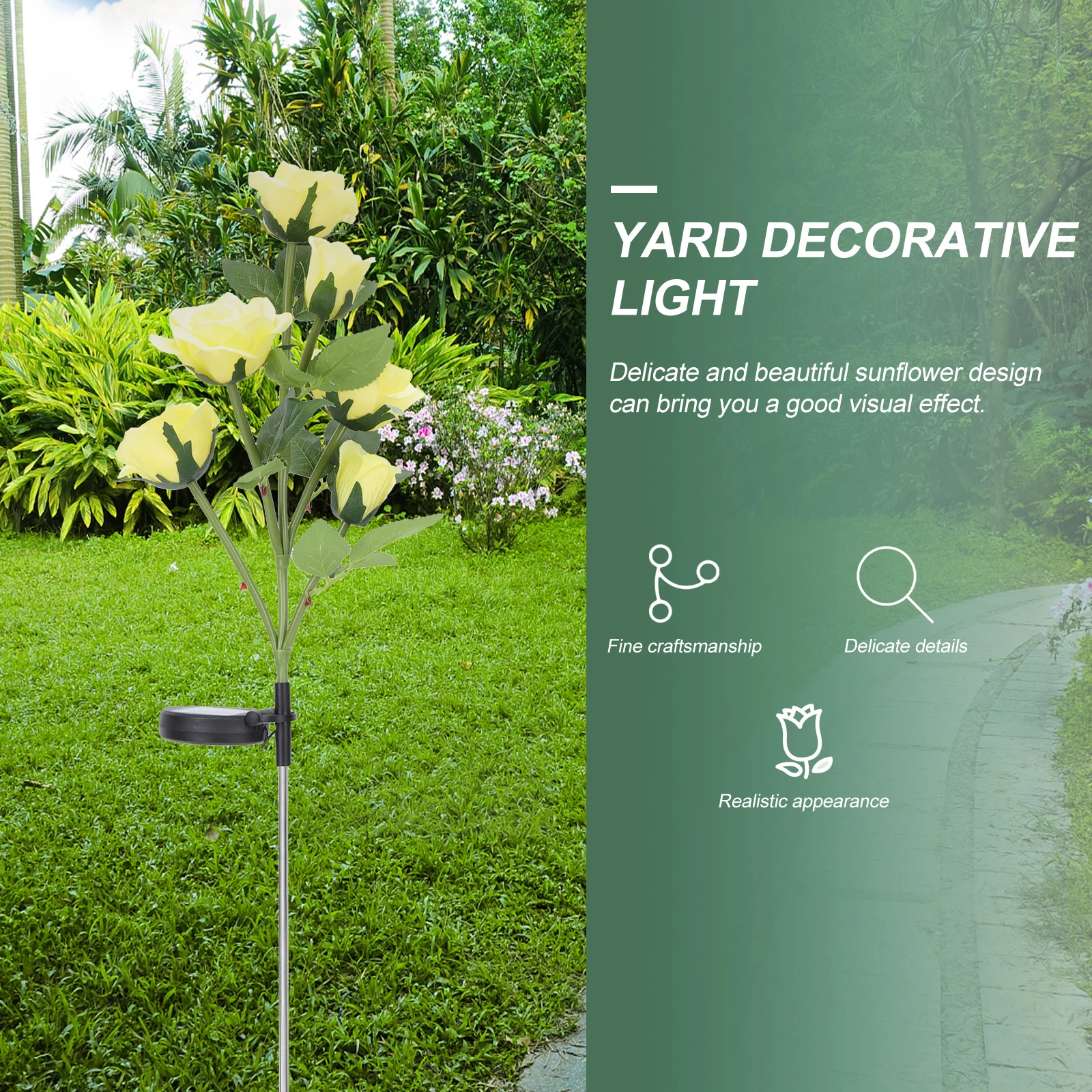 

1pc Solar Rose Floor Insert Light 6 Heads Led Floor Insert Outdoor Garden Yard Light Solar Energy Decorative Lawn Lamp