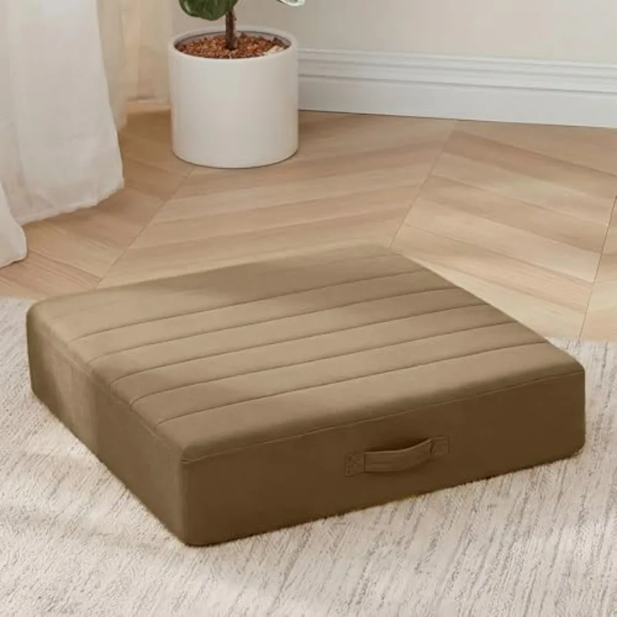 

Square Floor Pillow Seatg for Adults,Large Meditation Cushion Floor Pillow with Thick Foam and Soft Tufted Cover, Washable Big
