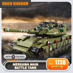 1730Pcs WW2 Military Merkava MK4 Main Battle Tank Building Blocks Toys Bricks MK4 Armored Cars Model Adult Boy Birthday Gift