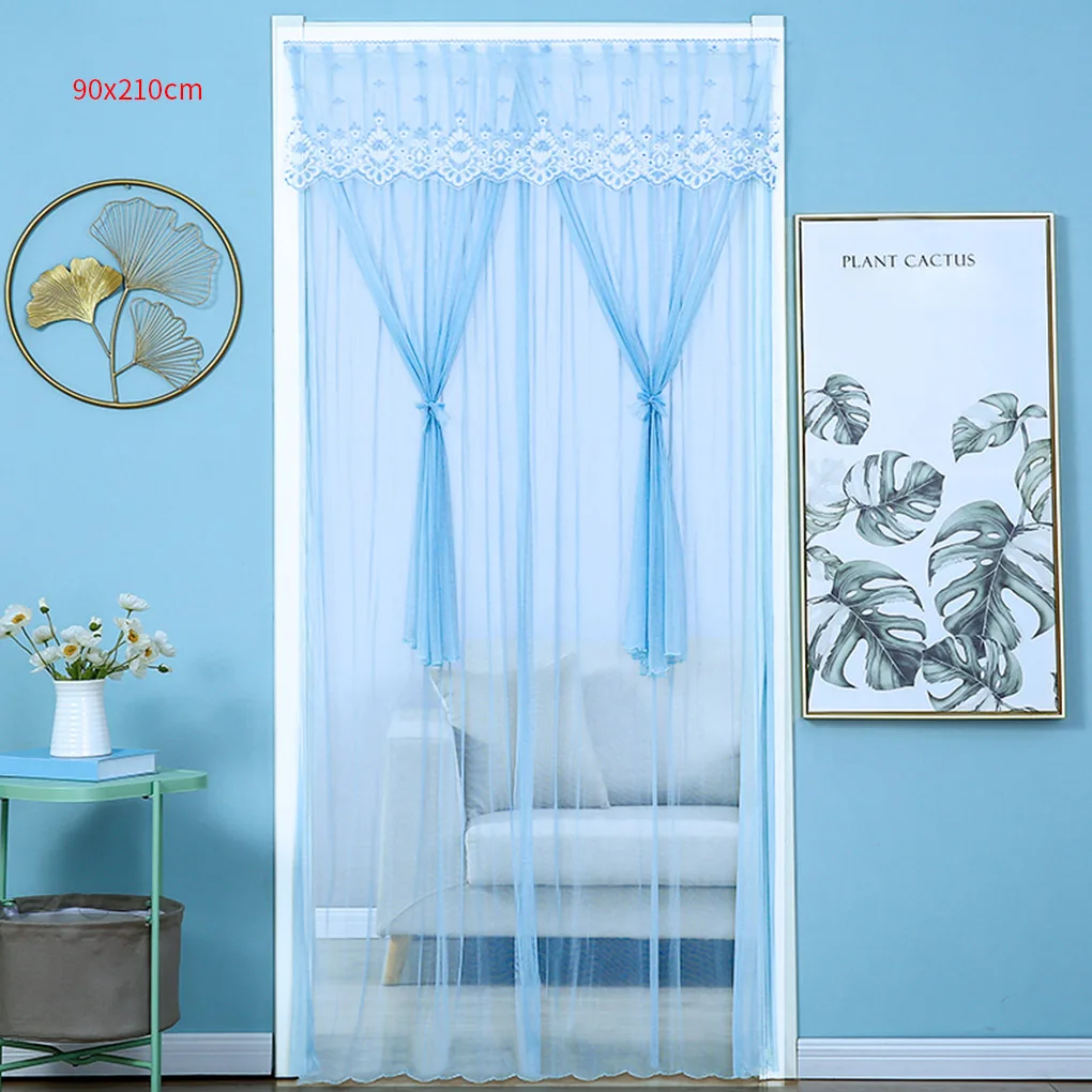 

Door Curtain Lace Anti-insect Window Screen Decoration Adhesive Home Curtain, Blue, 100x210cm