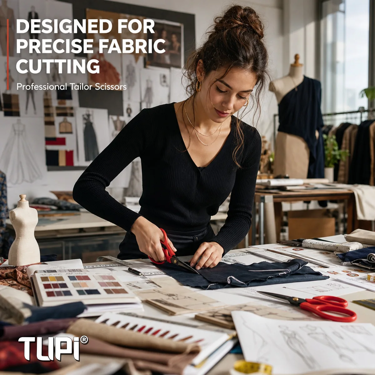 Professional Tailor Scissors - Ultra Sharp Heavy Duty Fabric & Paper Cutting Scissors | Multipurpose Sewing Craft Tool