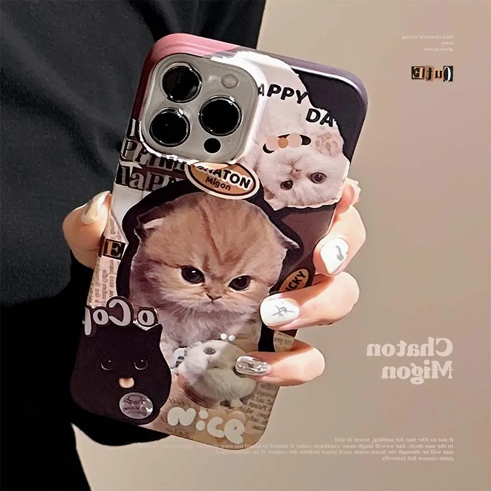 Cartoon cat animal funny cute pc hard shell for iphone 15 pro max xsmax x xr 14 11 12 13 promax 7 8 plus shockproof phone case