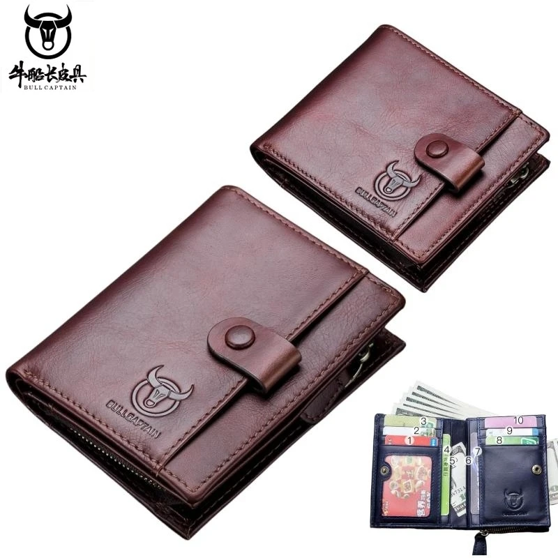 Cartera de cuero genuino para hombre, monedero, tarjetero, licencia de conducir, bolsa de pasaporte, bloqueo RFID (estilo Vertical y Horizontal)