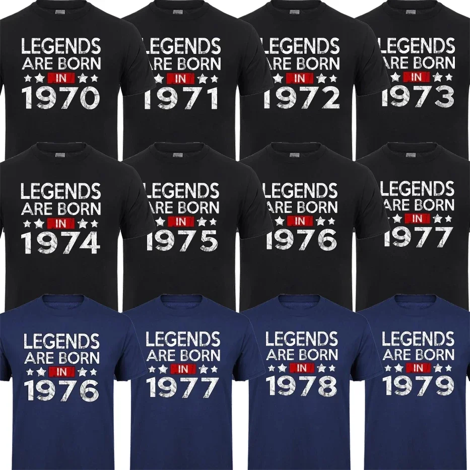 Vintage Leyendas nacen en 1970/1971/1972/1973/1974/1975/1976/1977/1978/1979 camiseta hombres 1970s Papi padre papá camiseta de cumpleaños