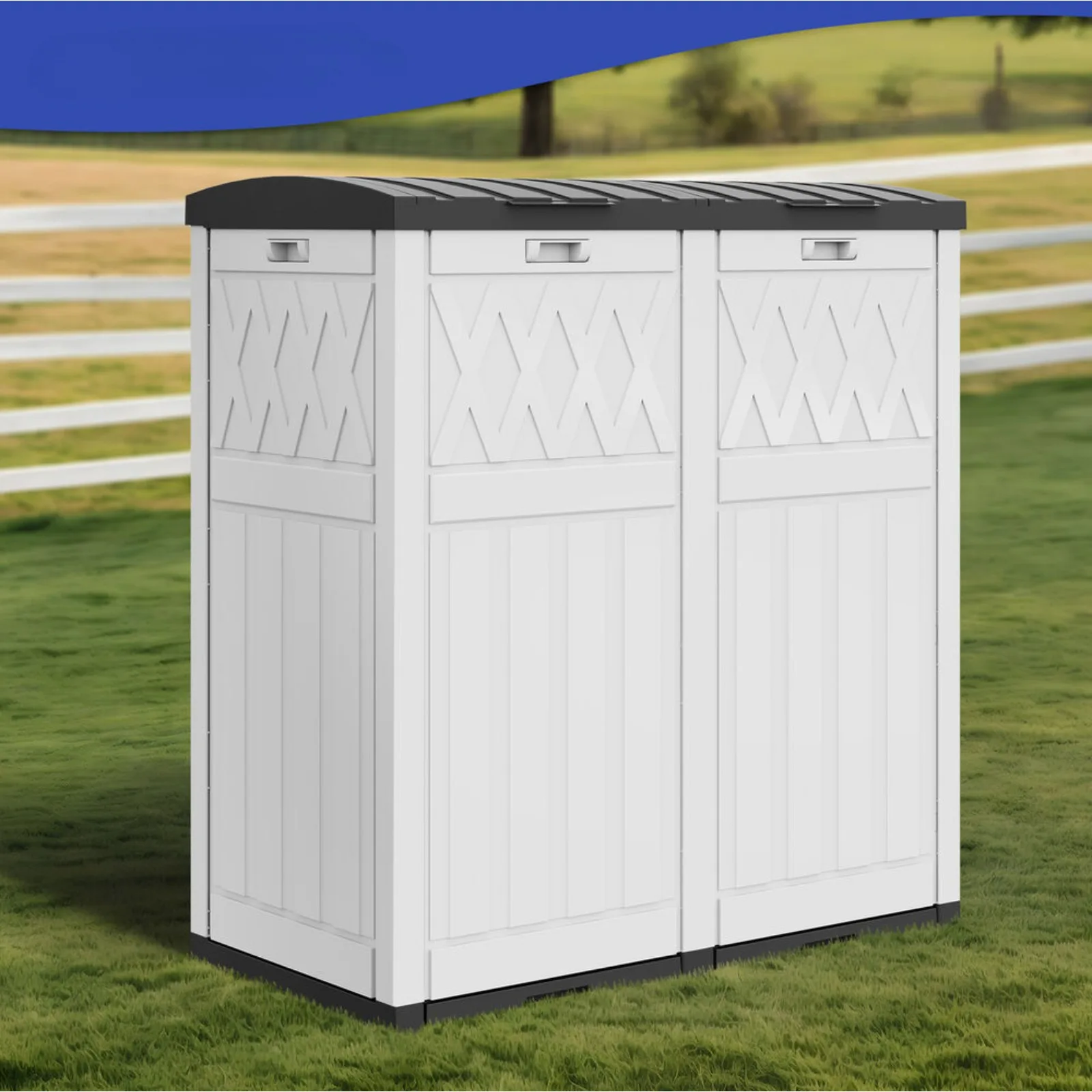 

62 Gallon Outdoor Storage Box Trash Can Waterproof Wastebasket Garbage Tray Lock United States