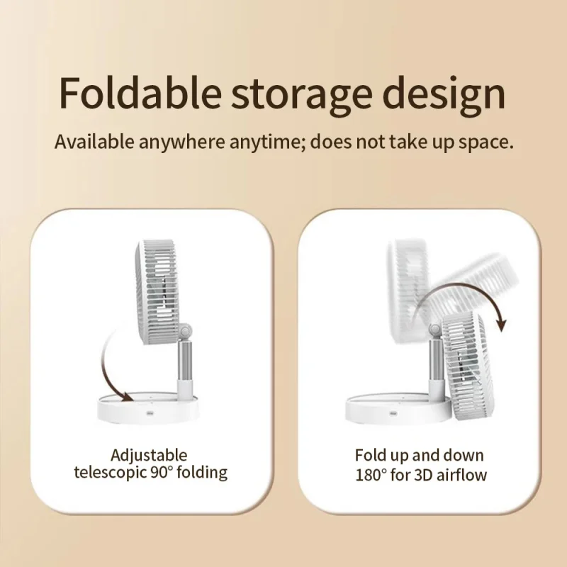 USB Foldable Portable Fan with 8inch 4 Speeds ＆ Timing, Battery Operated Mini Floor Fan for Bedroom, Indoor or Outdoor,Table Fan