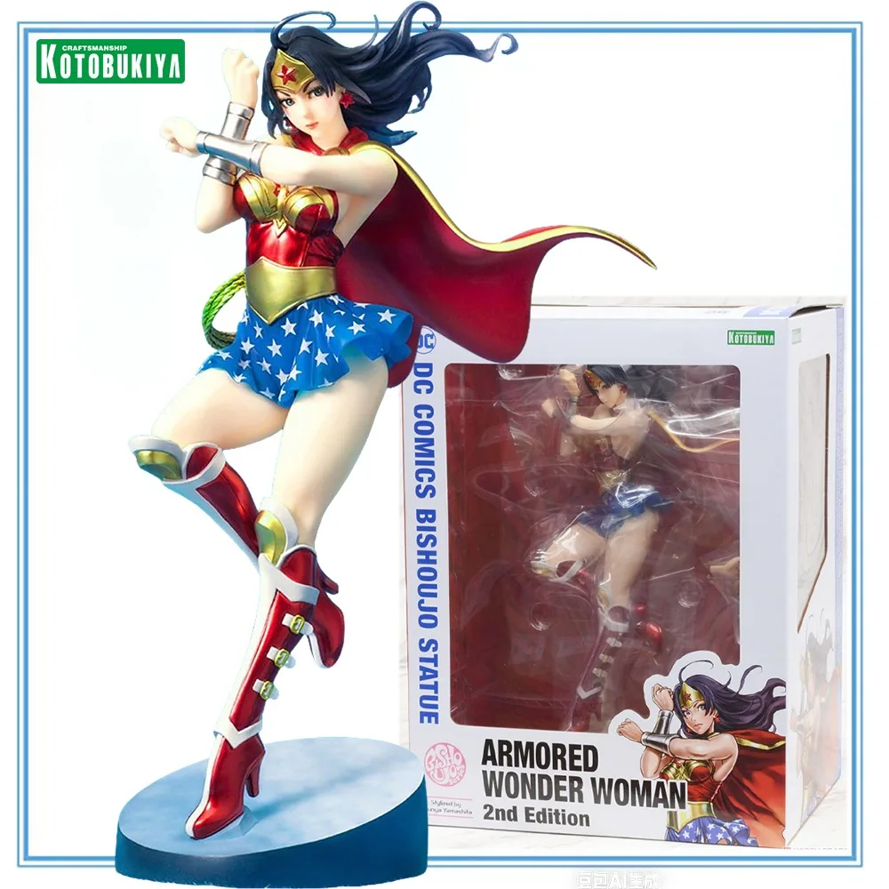 100% Original en Stock, Estatua Kotobukiya Bishoujo, Wonder Woman, 2.ª Edición, Figura de Anime, Figura de Acción, Serie Coleccionable