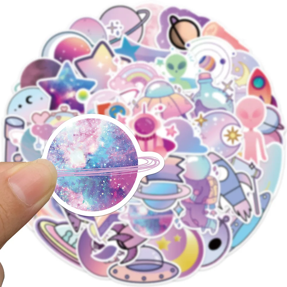 

10/30/50pcs Outer Space Colorful Gradient Planet Stickers Astronaut Cartoon Sticker DIY Luggage Notebook Phone Decals Wholesale