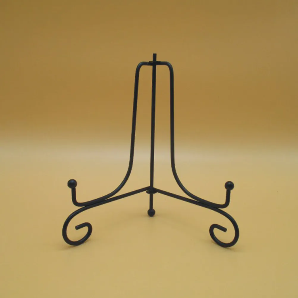 2Pcs Stylish Black Iron Plate Bracket Display Stand Bending Leg Design for Small Items Home Office Decor Dish Rack