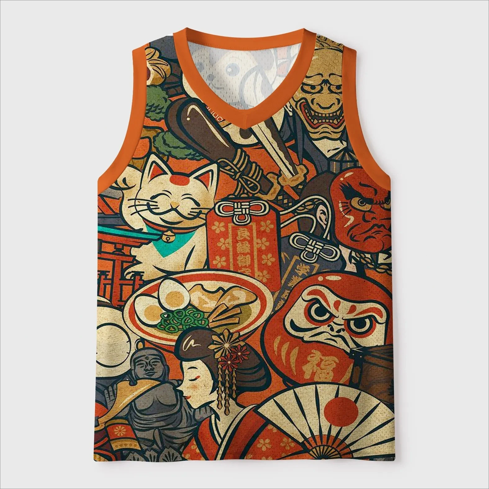 

Children's, Men's, and Women's 3D Full Print Fortune Cat Damo Ghost Floating World Painting Collection Sleeveless Sports T-shirt