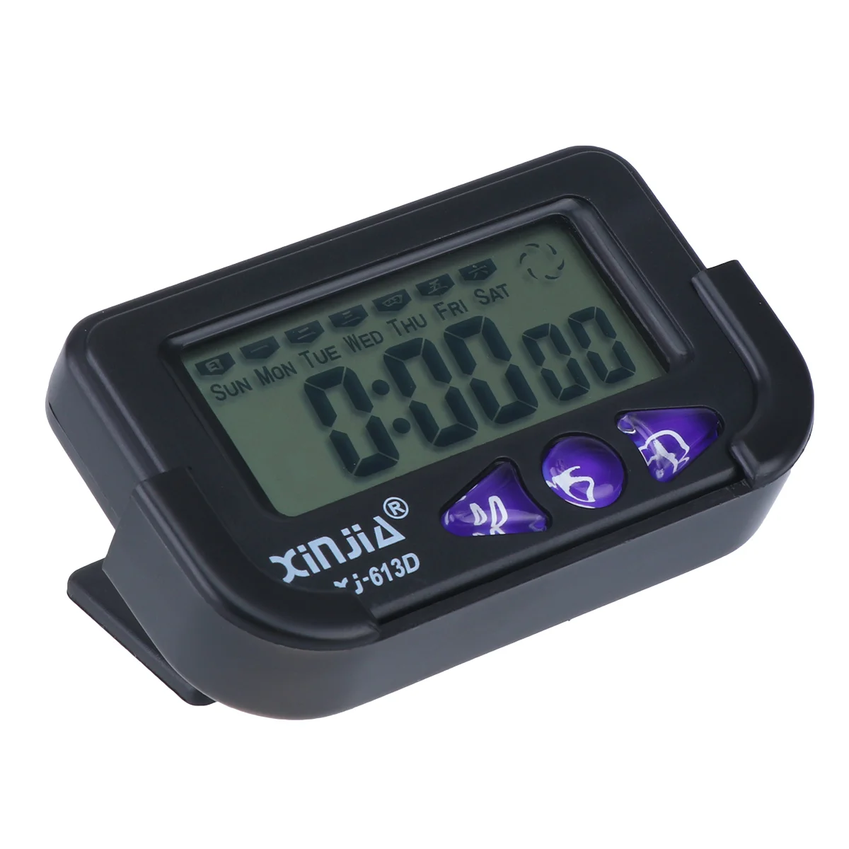 Car Electronic Digital Clock Second Chronograph with LCD Display Black (with 1 Button ) Car alarm clock