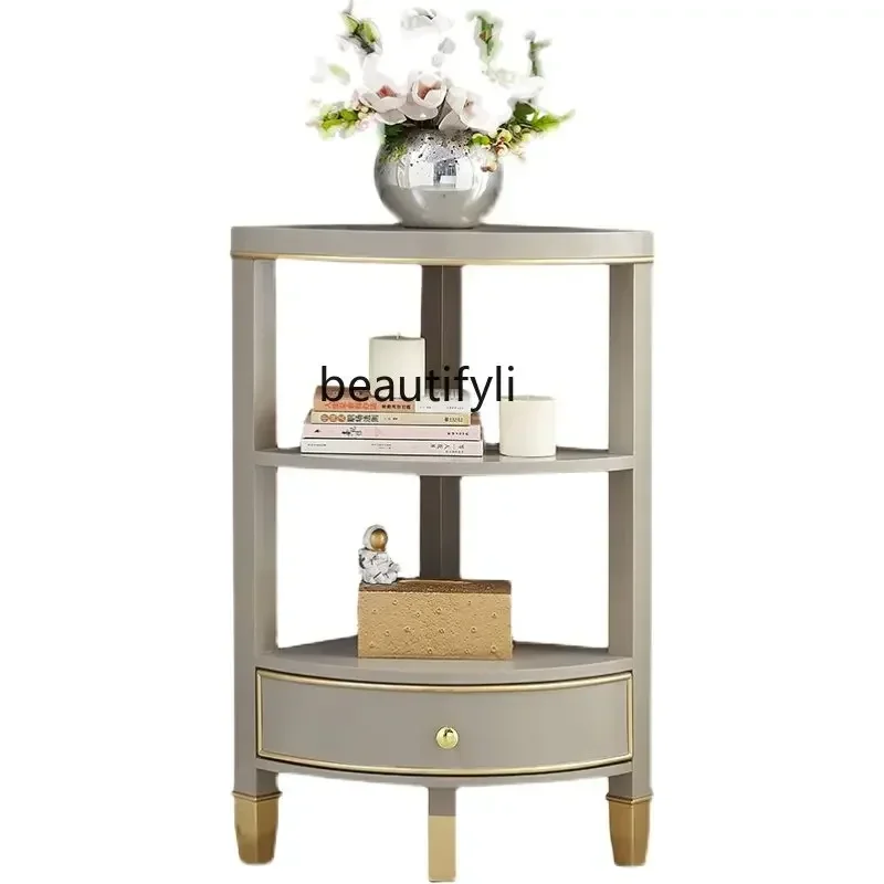 zqHigh Grade Gray Corner Cabinet Shelf  Bedroom Corner Storage Low Cabinet Gray Triangle Cabinet