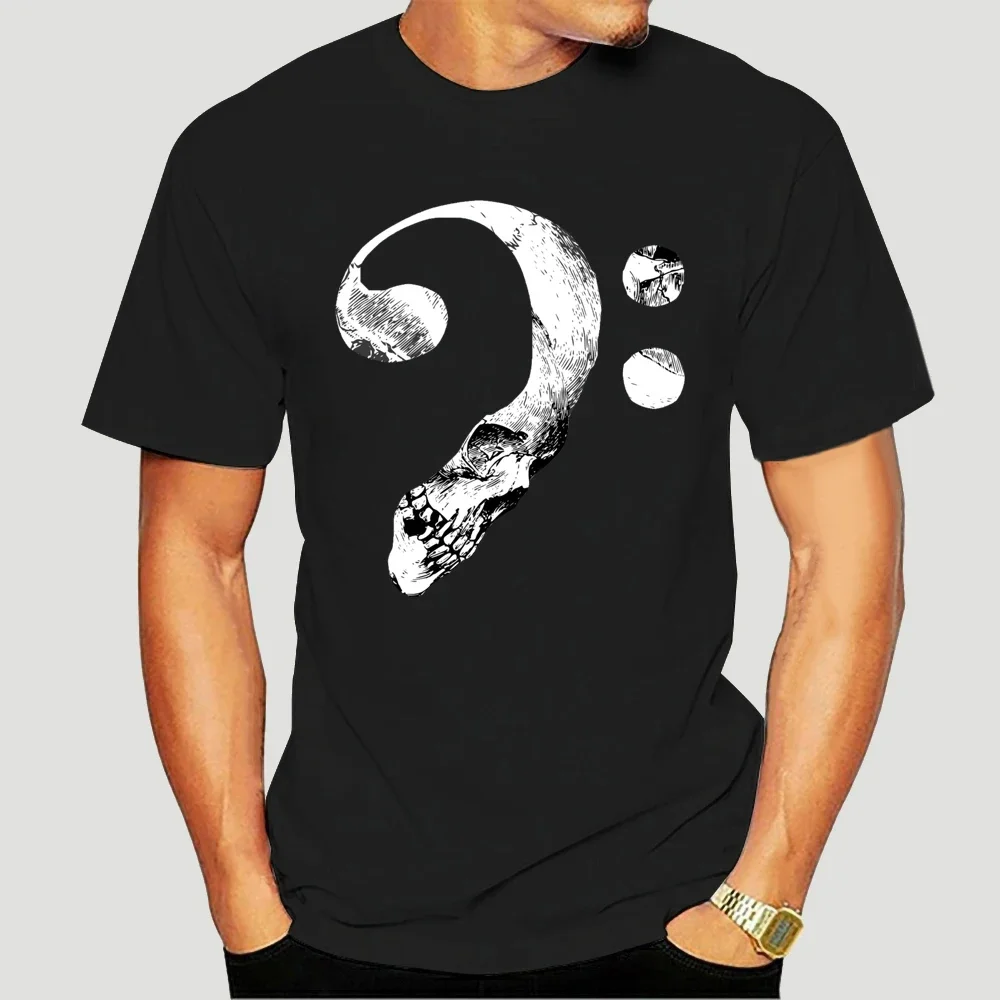 Bass Clef Skull Music Notes T-shirt For Men Plus Size Cotton Team Tee Shirt 4XL 5XL 6XL Camiseta 6491X