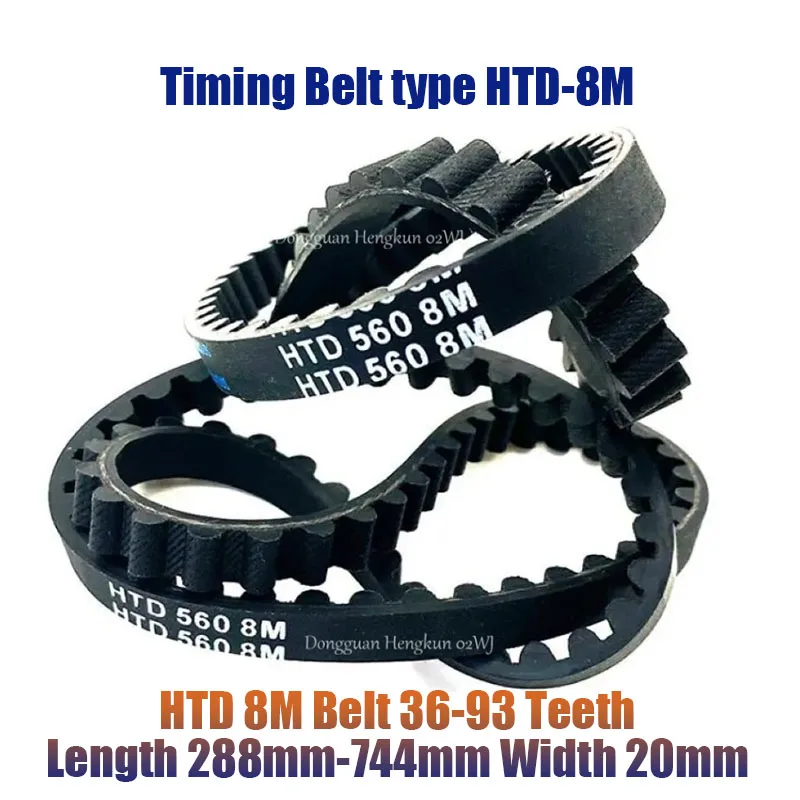 

HTD 8M Timing Belt 36Teeth-93Teeth Length-288-300-600-744mm Belt Width-20mm Pitch-8mm Rubber Pulley Belt Synchronous Belt