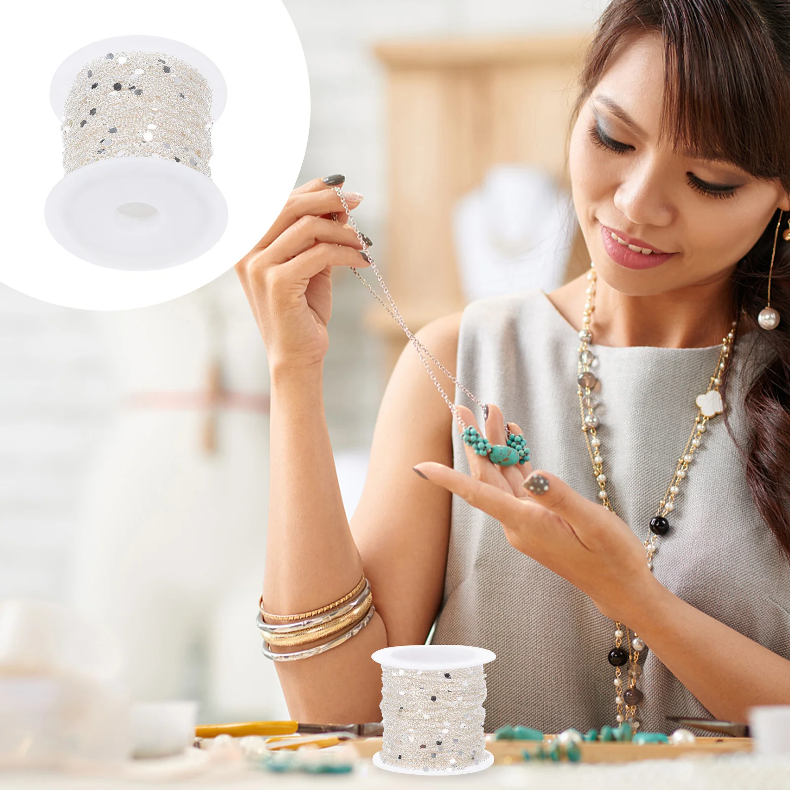 1 Roll Craft Women Cable Supplies Links Copper Diy Chain Cable Chain Links Diy Copper Bracelets Chains Supplies