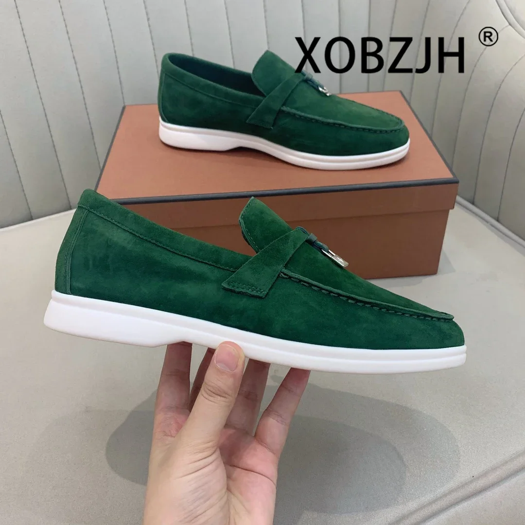 Loafers Summer Walk Shoes Moccasines Suede Women Spring Autumn Fashion CausaleLeather Metal Pendant Flat Shoes Lazy SlipOn Mules