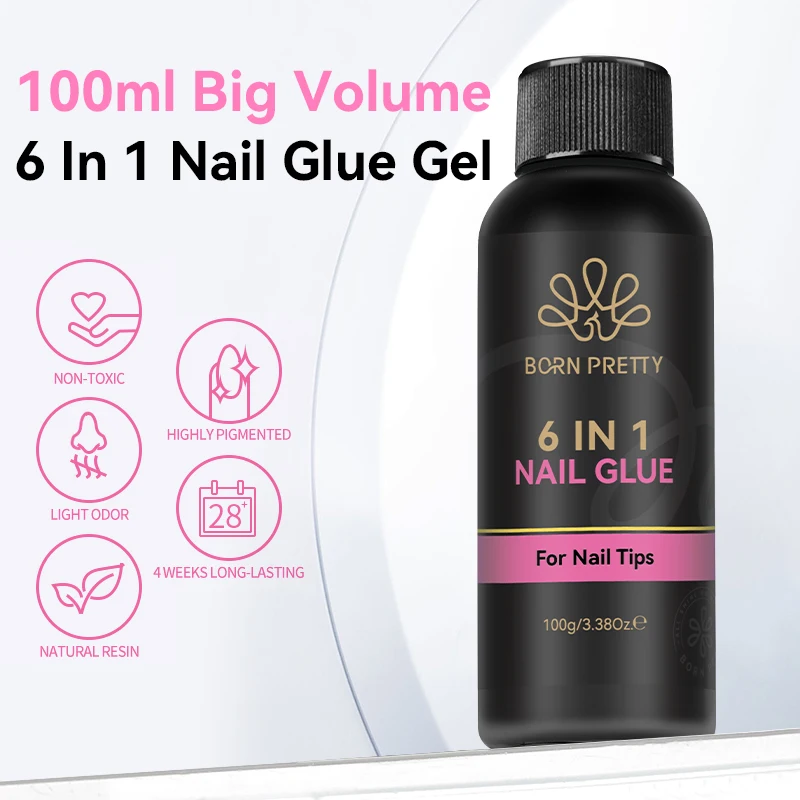 BORN PRETTY 100g 6 IN 1 Nagelklebegel für Acrylnägel, ablösbares Basisgel, Top Coat, UV-Verlängerungsnagelgel, Gel für künstliche Nagelspitzen – Detail 2