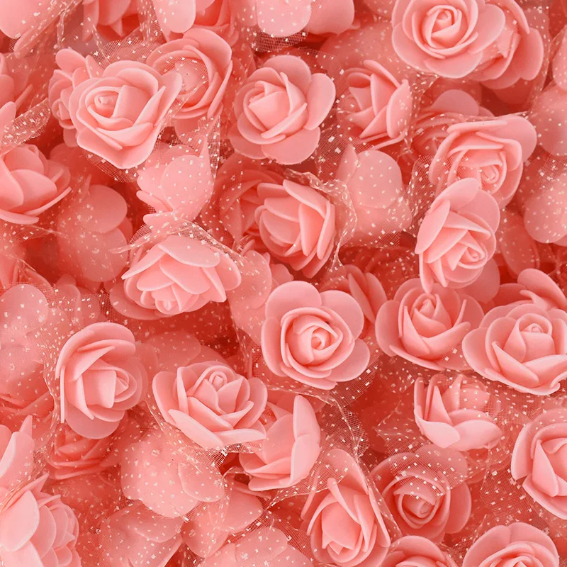 

100/200pcs PE Foam Rose Flower Head Artificial Rose Flowers Wedding Party Decor Home DIY Gifts Box Wreath Fake Flower Supplies