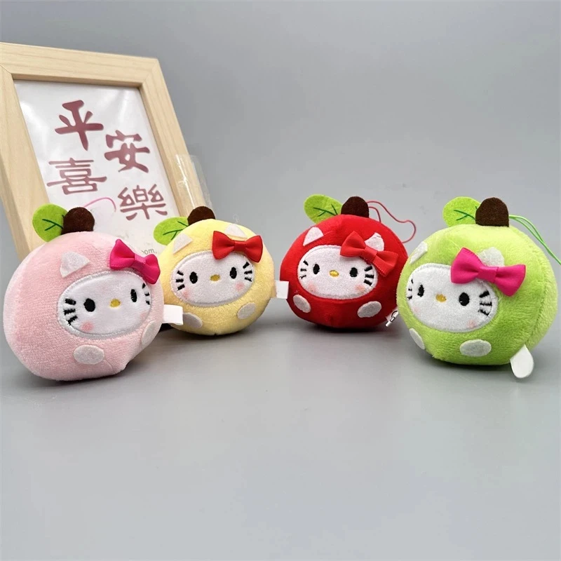 جديد لطيف كيتي أفخم المفاتيح 3 بوصة التفاح على شكل ألعاب من نسيج مخملي سلسلة سيارة الديكور دمية عيد الميلاد هدية عيد ميلاد #4