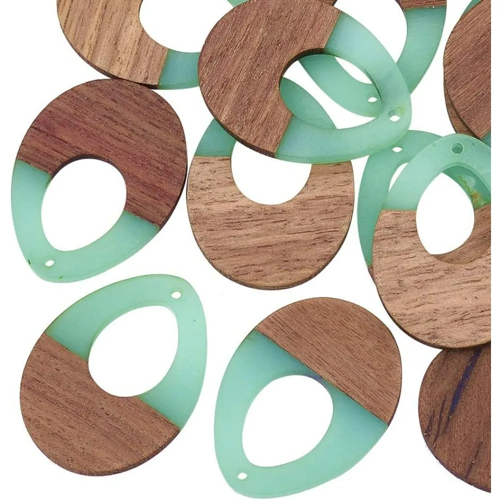 10pcs Resin Wooden Earring Pendants Drop Vintage Resin Wood Statement Jewelry Findings for Necklace and Earring Making - Clear