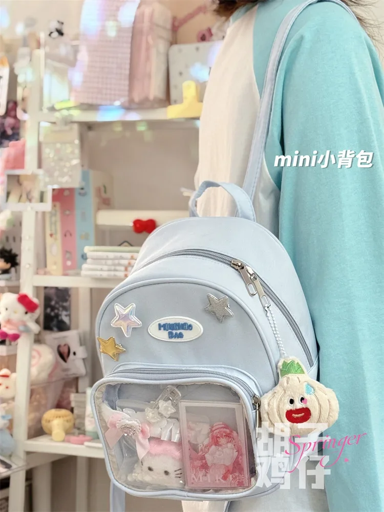 Petit sac à dos bidimensionnel transparent pour femme, sacs d'affichage japonais, petit sac à dos pour petite fille mignonne coréenne, 2025