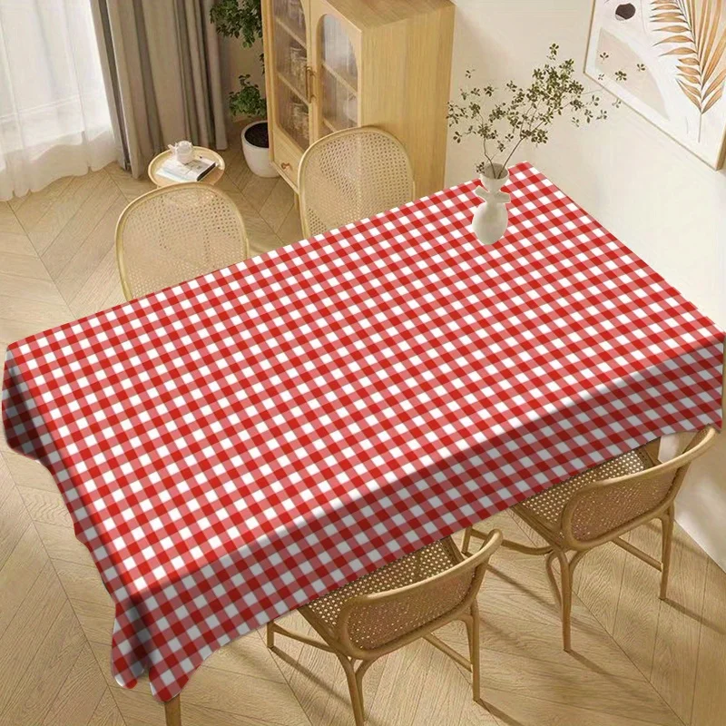 Red White Gingham Tablecloth, Classic Red And White Check Print, Rectangular Table Cover for Dining Room Home Decor
