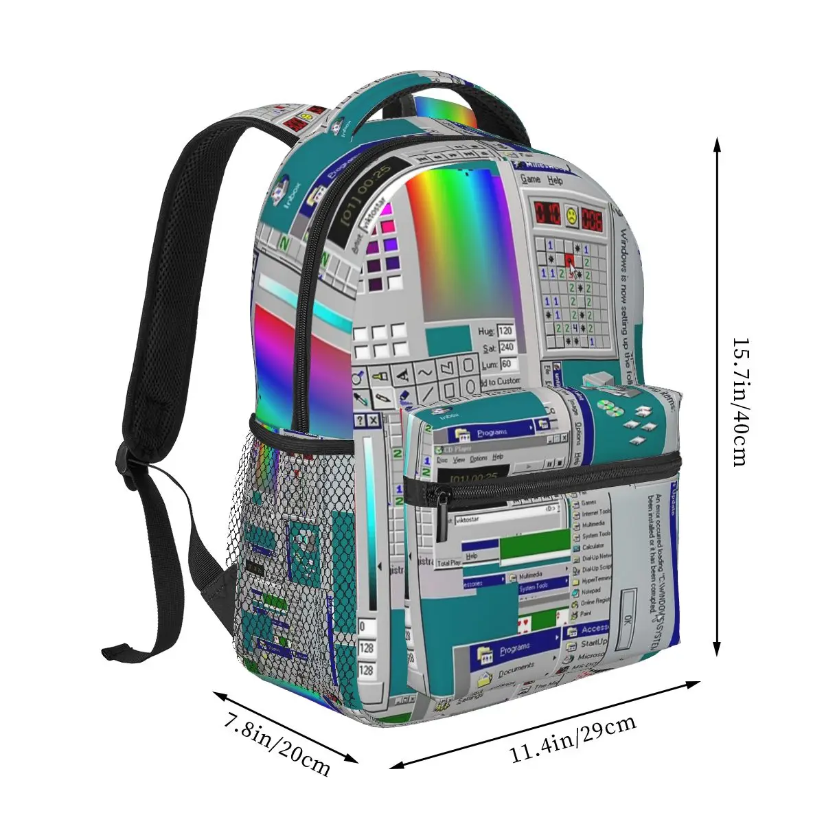 Windows 95 Collage Backpacks Boys Girls Bookbag Children School Bags Cartoon Kids Rucksack Shoulder Bag Large Capacity