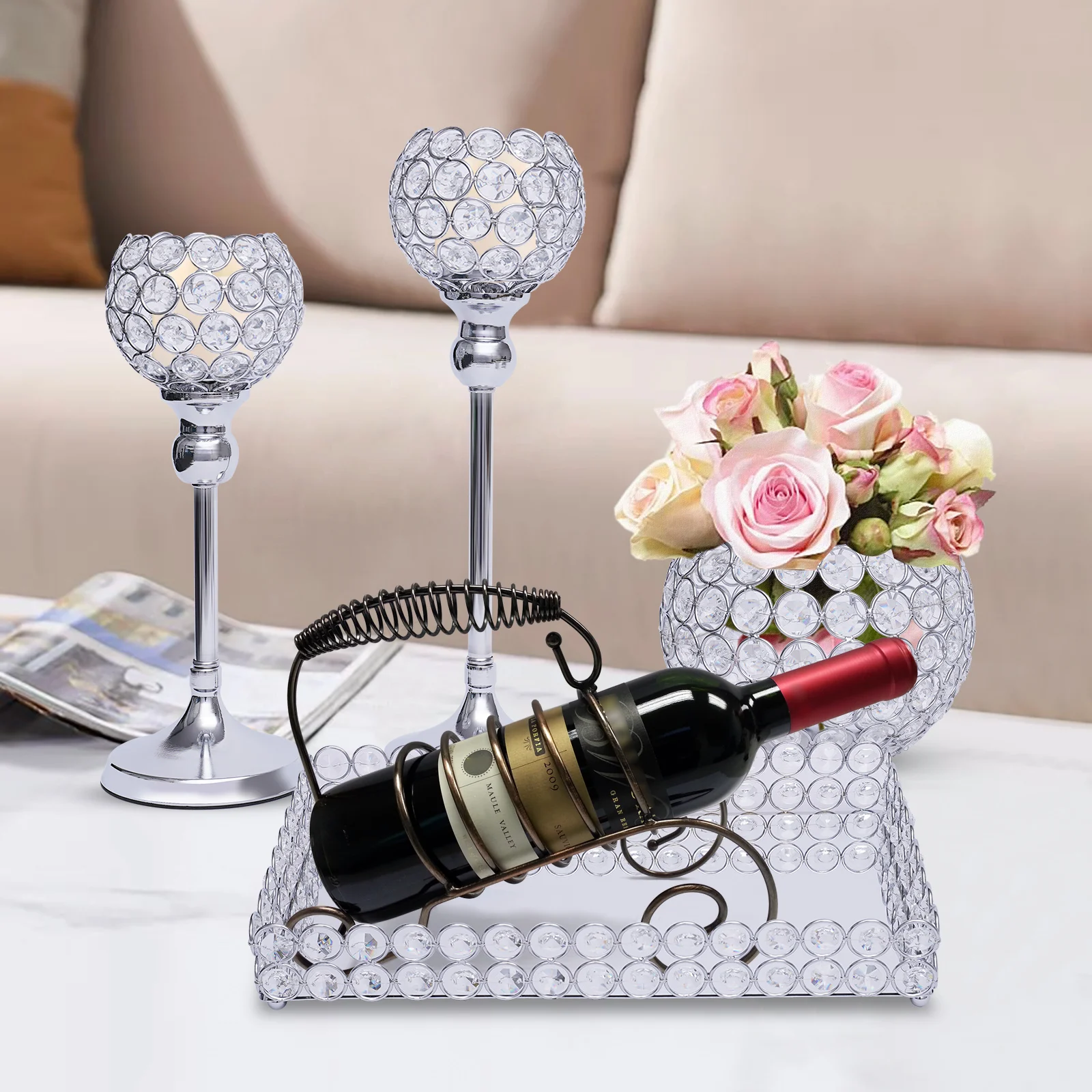 4 Packs Crystal Candle Holders Centerpieces Table Decorations for Vase Decoration Wedding Centerpieces Tables Decoration