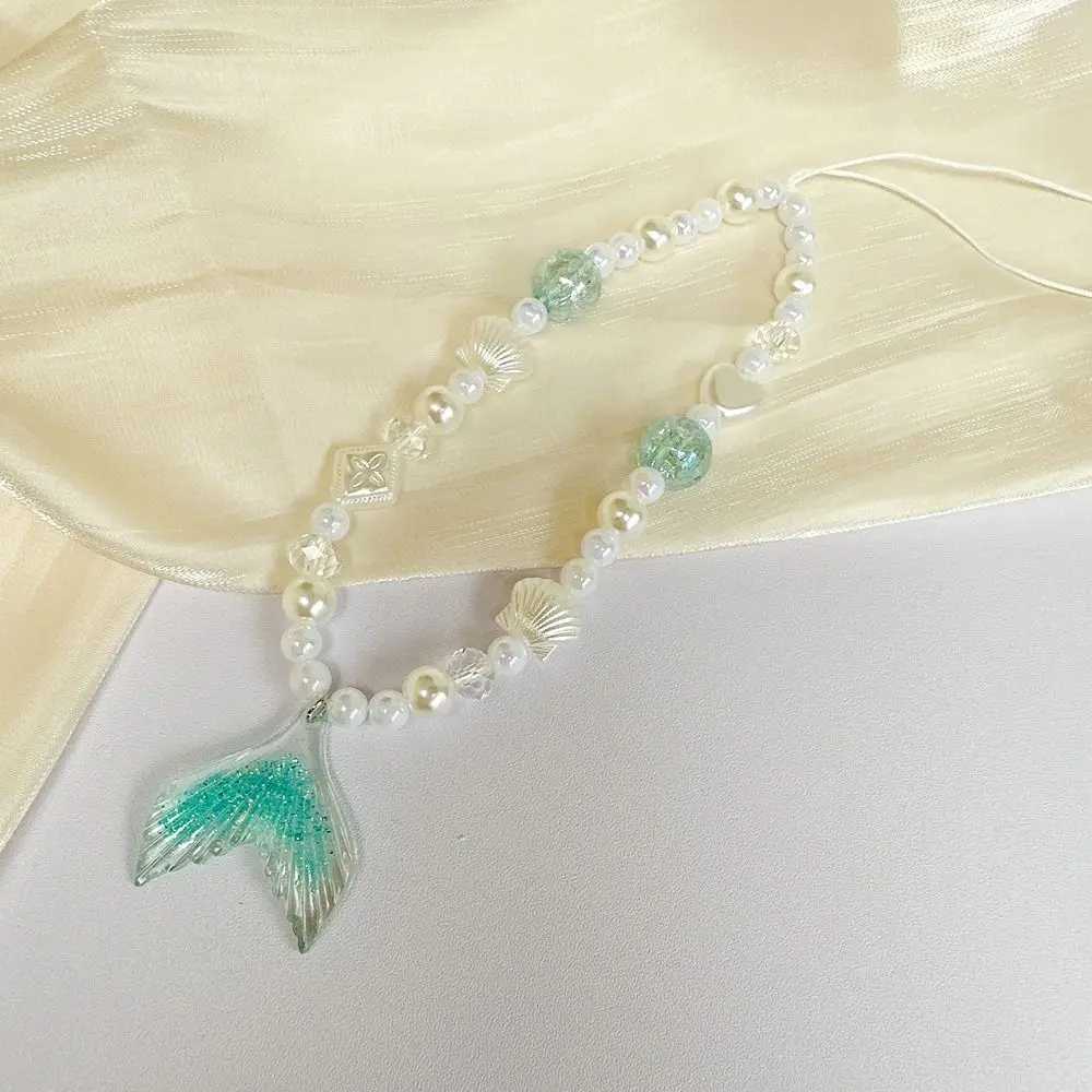 

Jewelry Gift Fish Tail Bead Phone Chain Pearl Anti-loss Mobile Phone Lanyard Shell Wrist Strap Cell Phone Strap Phone Charm