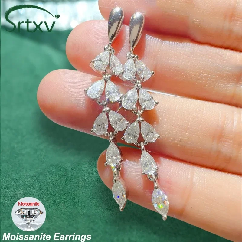 

All D Color Long Tassel Moissanite Earrings 925 Silver Women Water Drop Earring Pear Cut Diamond Wedding Gifts Jewelry Certified