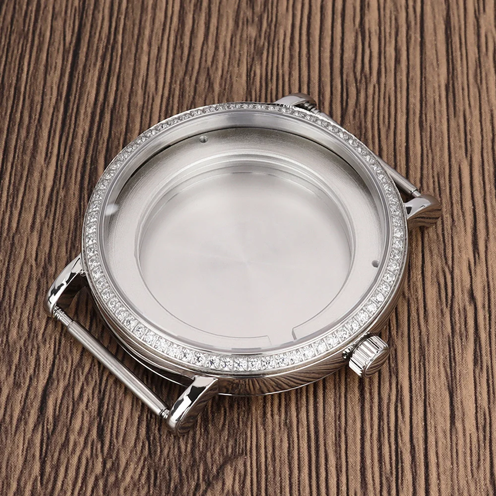 

ultra thin 40mm Watch Case Domed Sapphire Crystal Glass For Miyota 9015 Mechanical Movement Waterproof Watches Accessories Parts