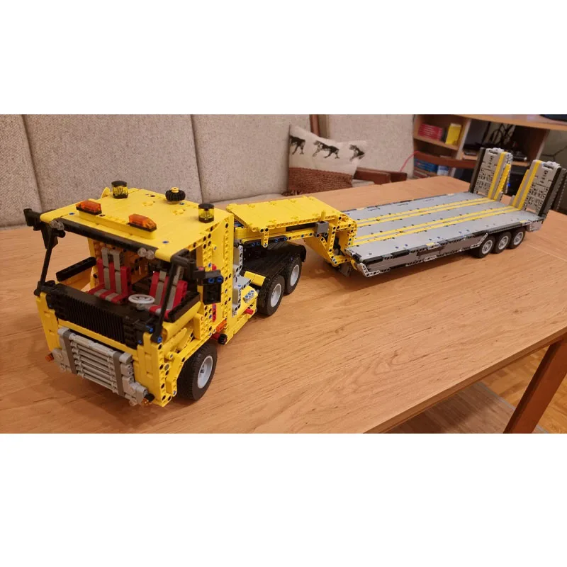 

MOC-4246Новый городской грузовой передаточный низкий погрузчикV2 Прицеп в сборе, сращивание строительных блоков, модель MOC, креативная детская игрушка на день рождения, подарок