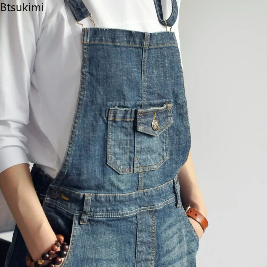 Street Style Casual Denim Skirts Women's Ankle-length Loose Vintage Suspender Dress Fashion Versatile Women Clothing All Seasons