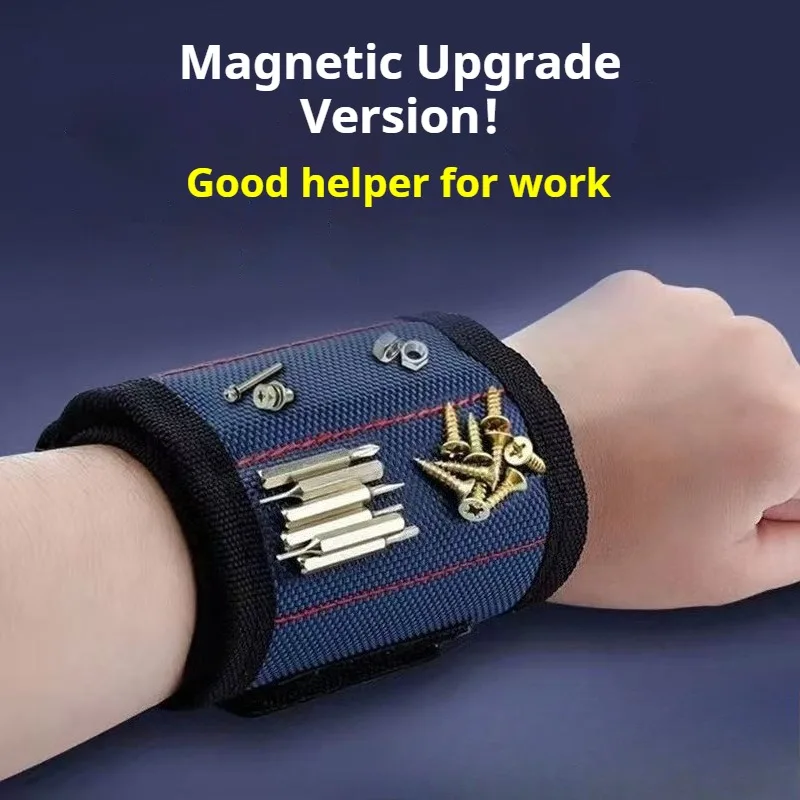 Magnetyczna opaska na nadgarstek do przechowywania śrub, gwoździ, wierteł, pasek narzędziowy na nadgarstek z mocnymi magnesami, pięć rzędów po dziesięć magnesów