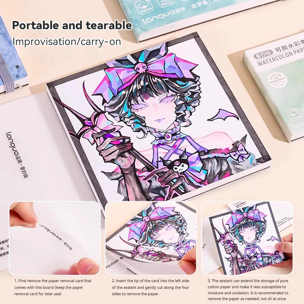 1/2/6Pcs Portable Travel Drawing Notebook 300g 20Sheets Watercolor Book For Student Artist Sketch Graffiti Paint School Supplies