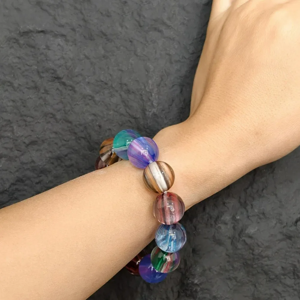New Nebula Space Series Elliptical Forgotten Stone Resin Bracelet Wormhole Shape Cosmic Colorful Ball Sugar Color Elastic Bangle