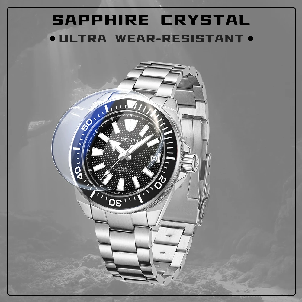 TOPHILL Men\'s Automatic Watches Men Dive Watch 300m Waterproof Mechanical Wristwatch NH35 Super Luminous Clocks Sapphire Mirror