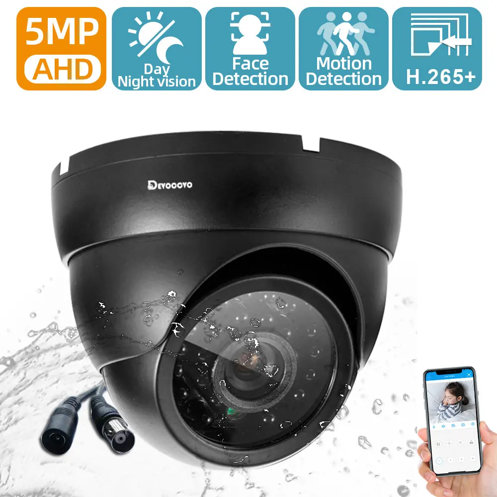 Outdoor Analog CCTV Video Surveillance Cameras Outside Waterproof HD 5MP AHD Home Camera with Motion Sensor Night Vision Cam 2MP