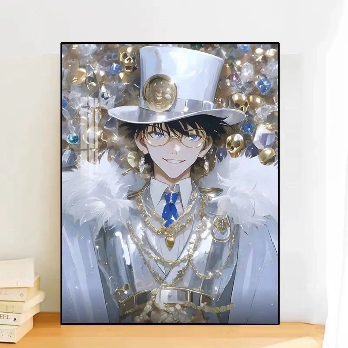 DIY-Diamantmalerei, Anime-Charakter „Gentle Thief“ mit weißem Zylinderhut und Feder-Outfit, handgefertigte Wanddekoration für Zuhause, Weihnachtsgeschenk