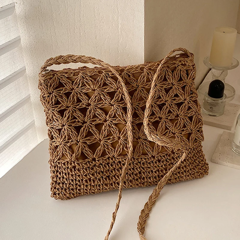 Kleine, frische Umhängetasche, Damentasche, Strohgewebte Umhängetasche, Nische und vielseitige gewebte Tasche, einfache und modische Handtasche – Detail 21
