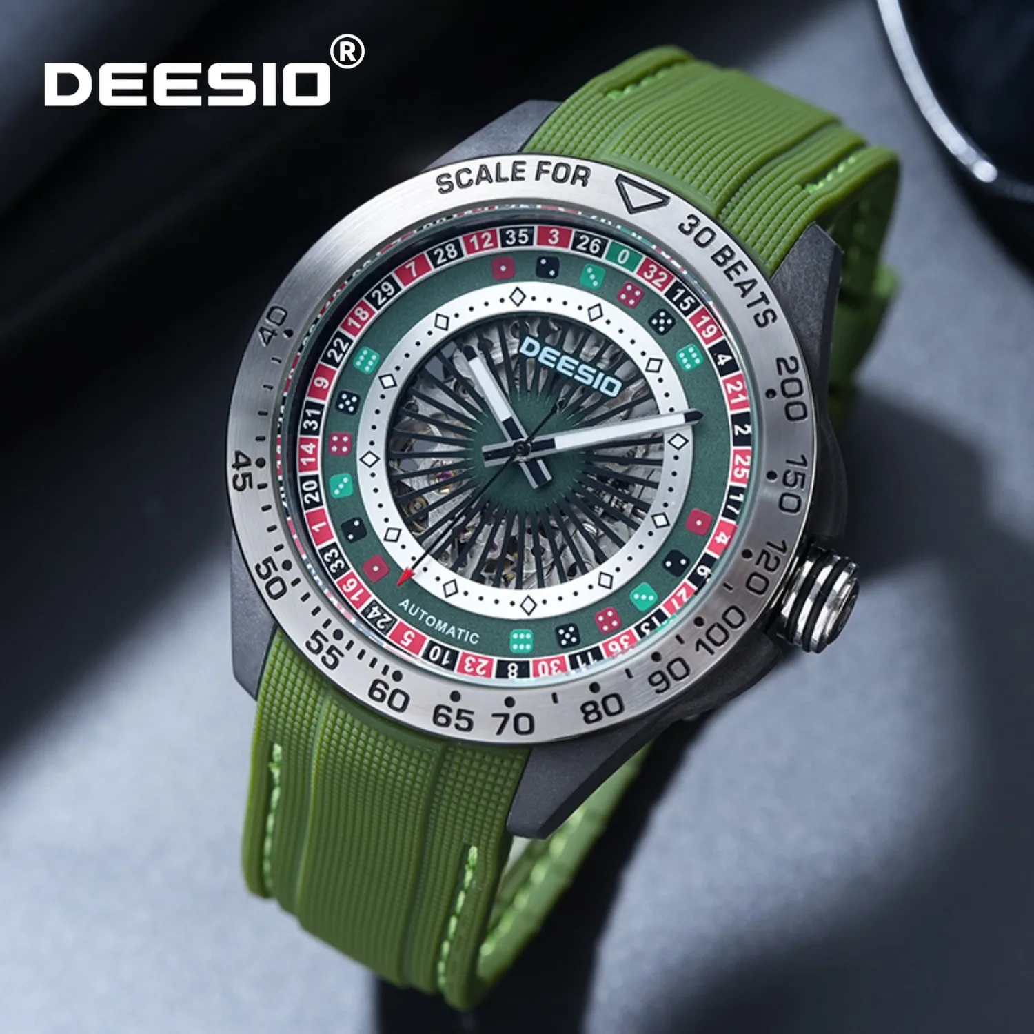 

Мужские автоматические механические часы Deesio, корпус из углеродного волокна, 46 мм, большой циферблат, светящиеся, водонепроницаемые, модные повседневные часы