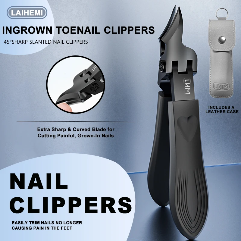 مجموعة ماكينة قص أظافر القدم السميكة قطعة واحدة - ماكينة قص أظافر واسعة الفك مع مقبض طويل، قطري فائق الحادة N