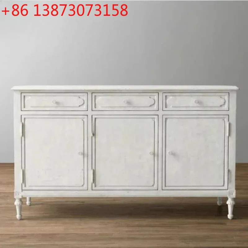 Mueble auxiliar americano de madera maciza francesa, mueble para zapatos de entrada estilo mediterráneo retro blanco
