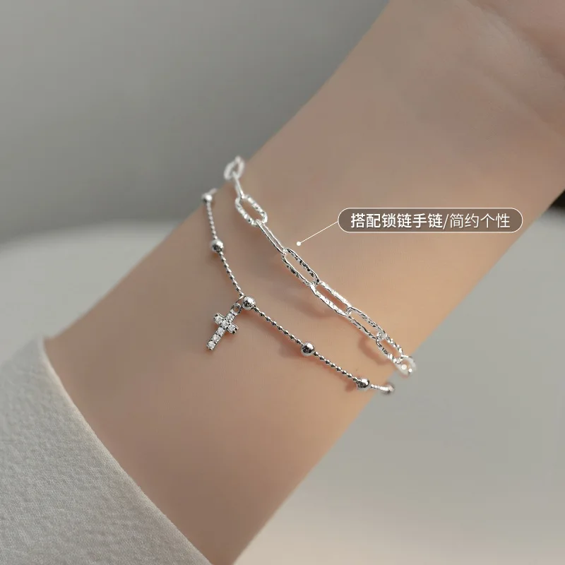 La Monada 16 + 3.5cm bransoletki krzyżowe dla kobiet srebrna 925 srebro dopasowana kulka Gypsophila 925 srebro bransoletka damska — zdjęcie 4