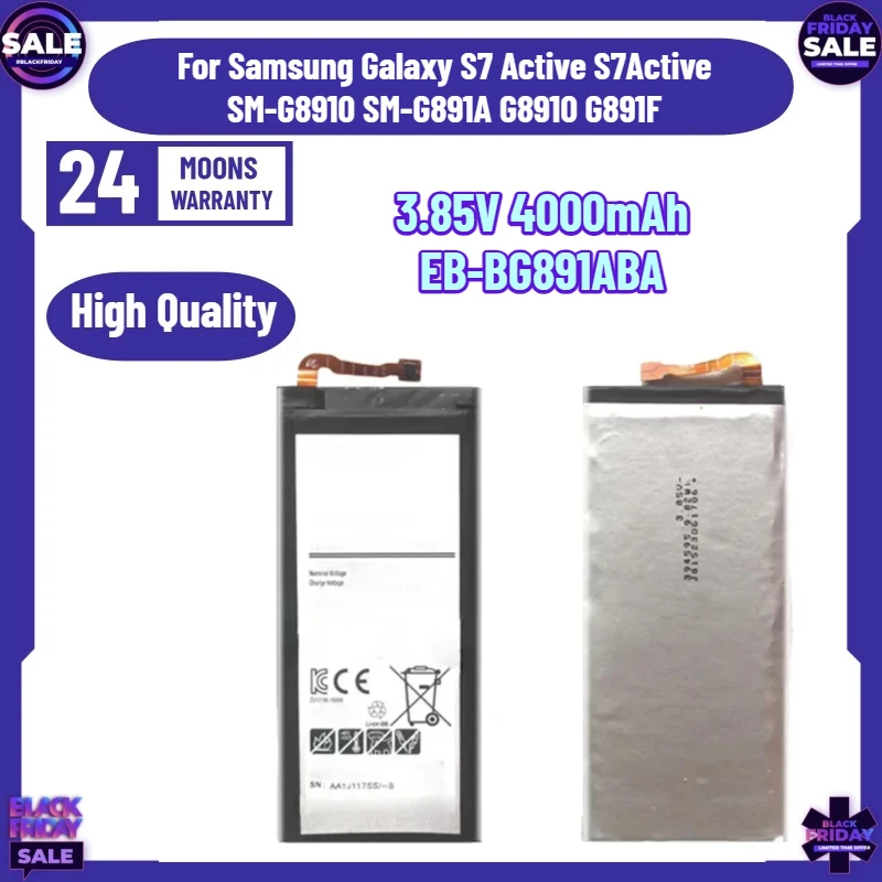 

3.85V 4000mAh Mobile Phone Batteries EB-BG891ABA For Samsung Galaxy S7 Active S7Active SM-G8910 SM-G891A G8910 G891F