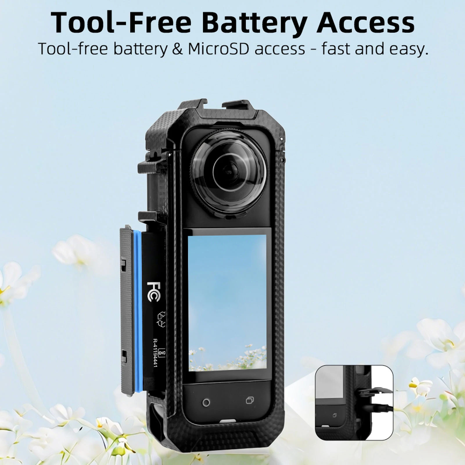 Action Camera Protective Cage ABS Shockproof Camera Protective Housing Case Secure Lock with 1/4 Inch Screw Hole for Microphone