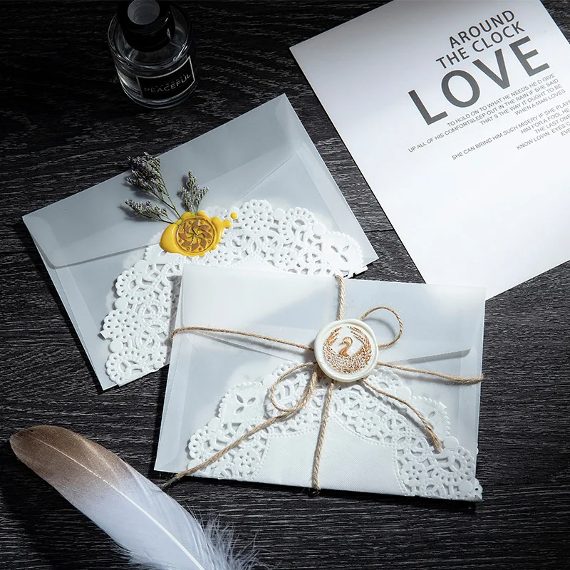 10 Teile/los Custom Semi-transparent Schwefelsäure Papier Umschläge Für DIY Postkarte Karte Speicher Hochzeit Einladung Geschenk Verpackung