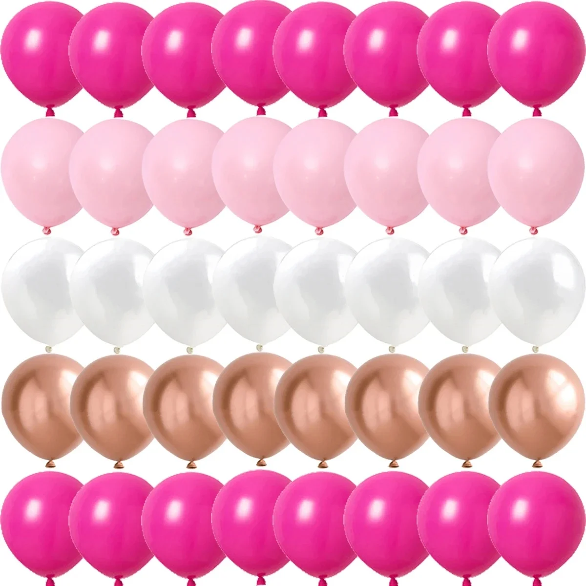 Rosa-weiße metallisch rosarote Folienballons für Geburtstag, Hochzeit, Muttertag, Verlobung, Partydekorationen – Detail 2